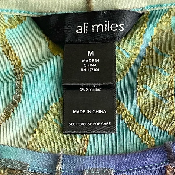 Ali Miles Womens Blouse Size Medium Artsy Textured Asymmetrical Hem Multicolor - Picture 6 of 7